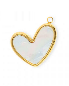 Charm „Herz pearl white“ silber/gold