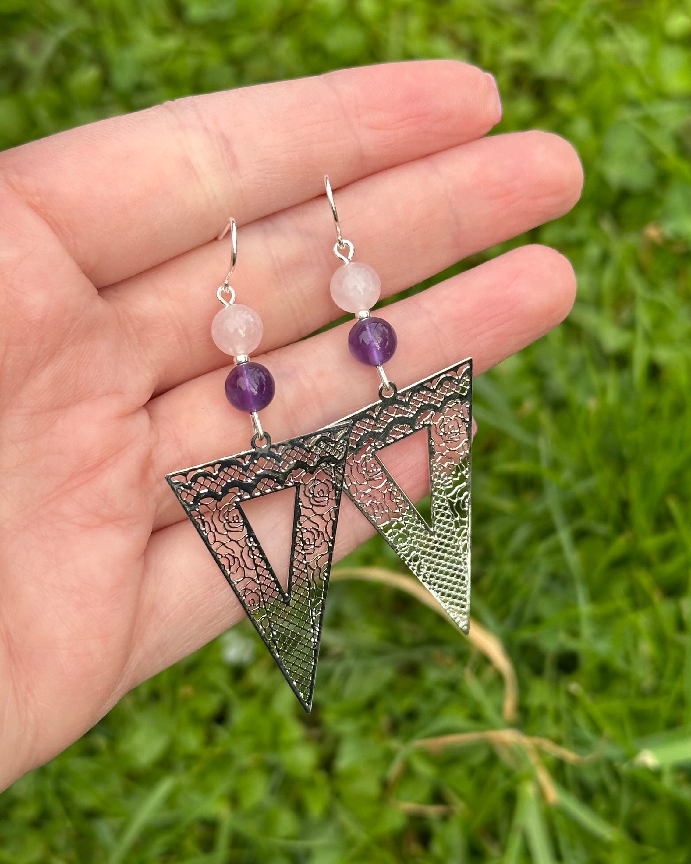 Ohrringe "Rosenquarz/Amethyst"