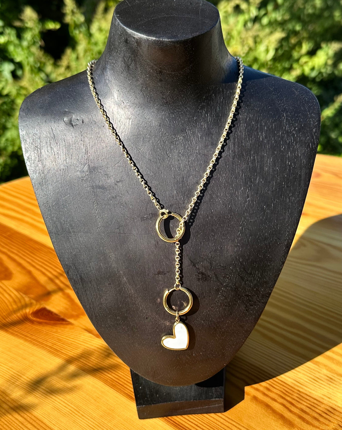 Charm „Herz pearl white“ silber/gold