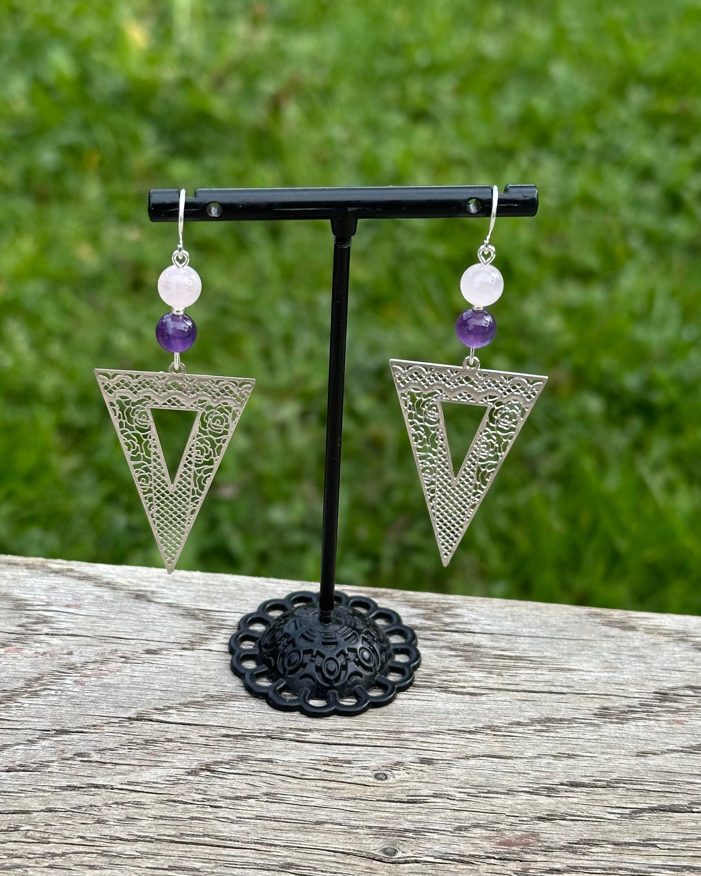 Ohrringe "Rosenquarz/Amethyst"
