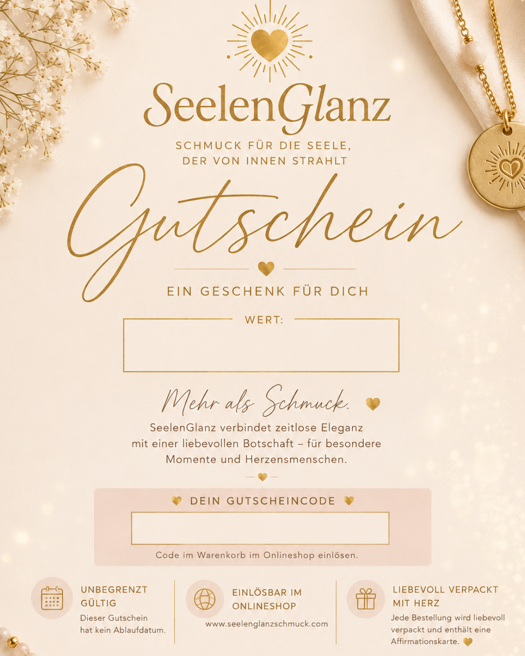 SeelenGlanz Geschenkgutschein - zum selber ausdrucken