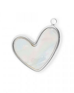 Charm „Herz pearl white“ silber/gold
